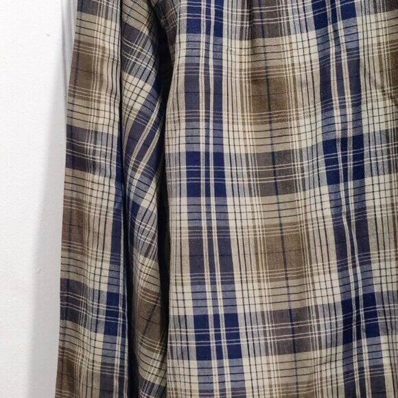 David Taylor Long Sleeve Button Casual Dress Shirt - XL - Blue, Green checkered - Picture 15 of 16